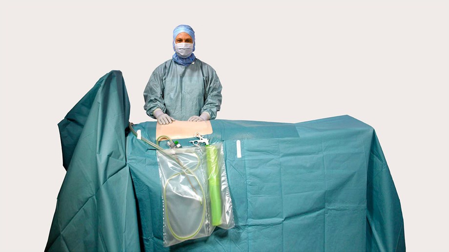 a surgeon using BARRIER laparoscopy drapes