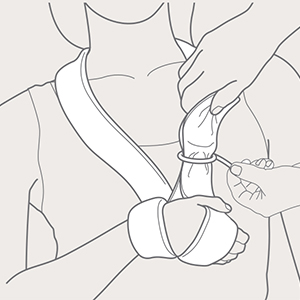 Step 4 of wrist support with Collar'n'Cuff