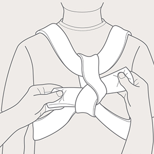 Step 3 of clavical bracing with Collar'n'Cuff
